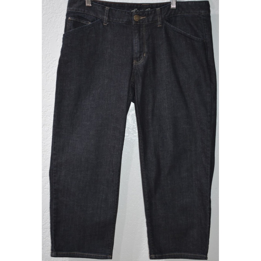 Eddie Bauer Curvy Capri 12 Blue Jeans Comfortable‎ Cotton Stretch 5-Pocket Crop
